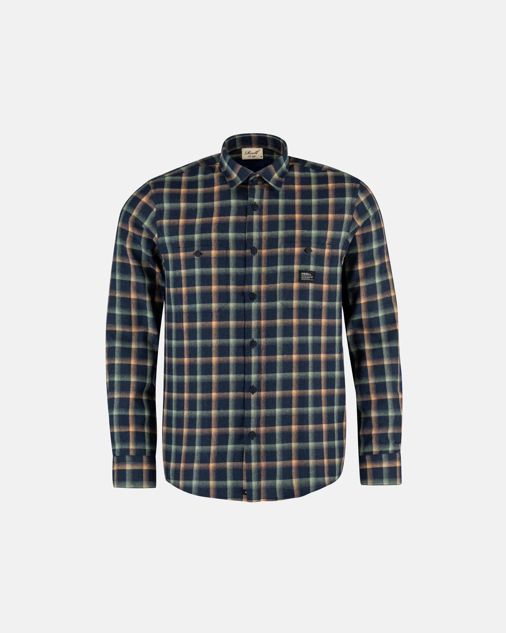 Alvar Check Shirt Navy/Green/Orange