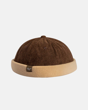 Docker Cap Dark Brown Cord / Beige Fleece