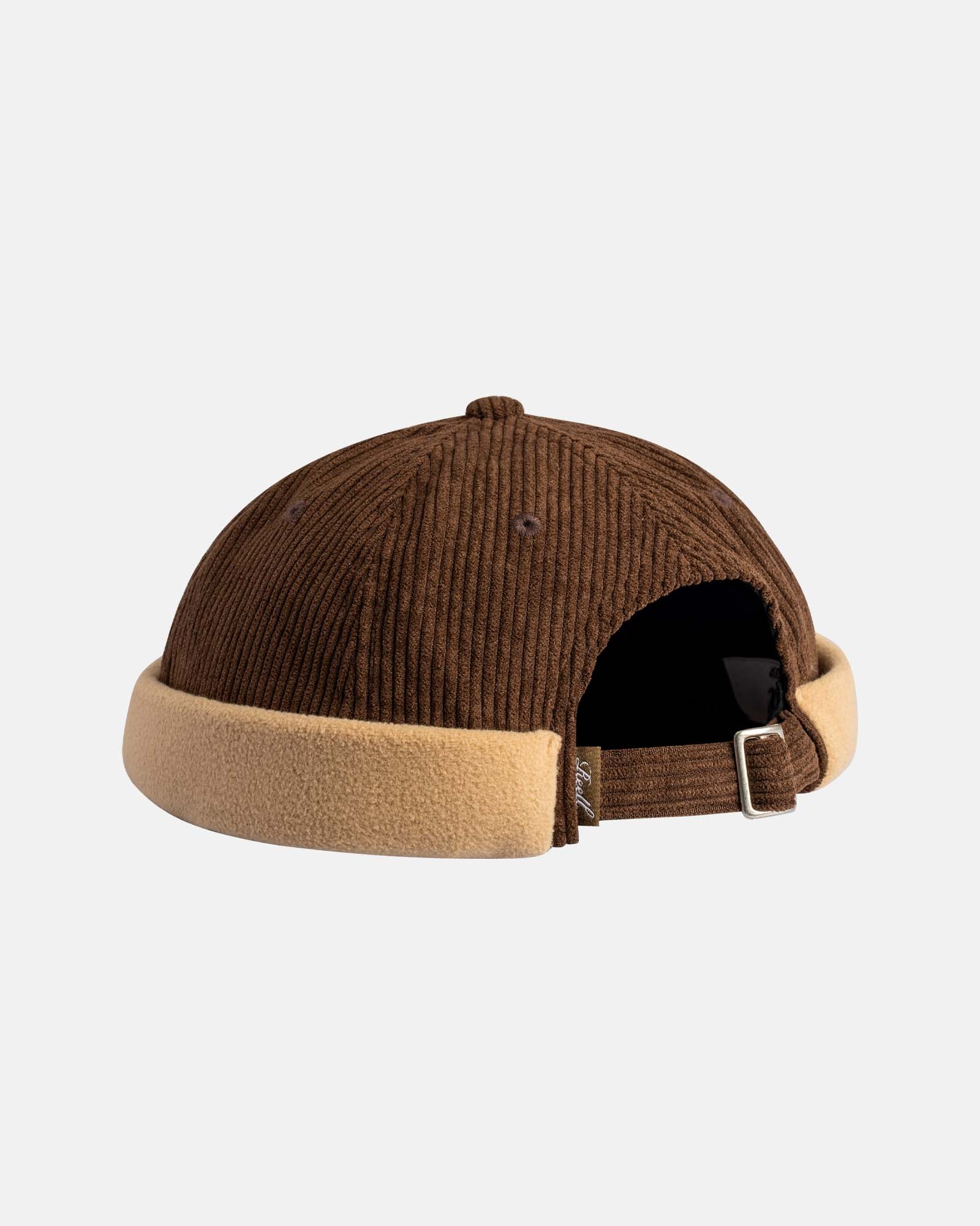 Docker Cap Dark Brown Cord / Beige Fleece
